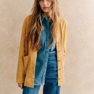 Sezane Will suede jacket, mustard, xxs